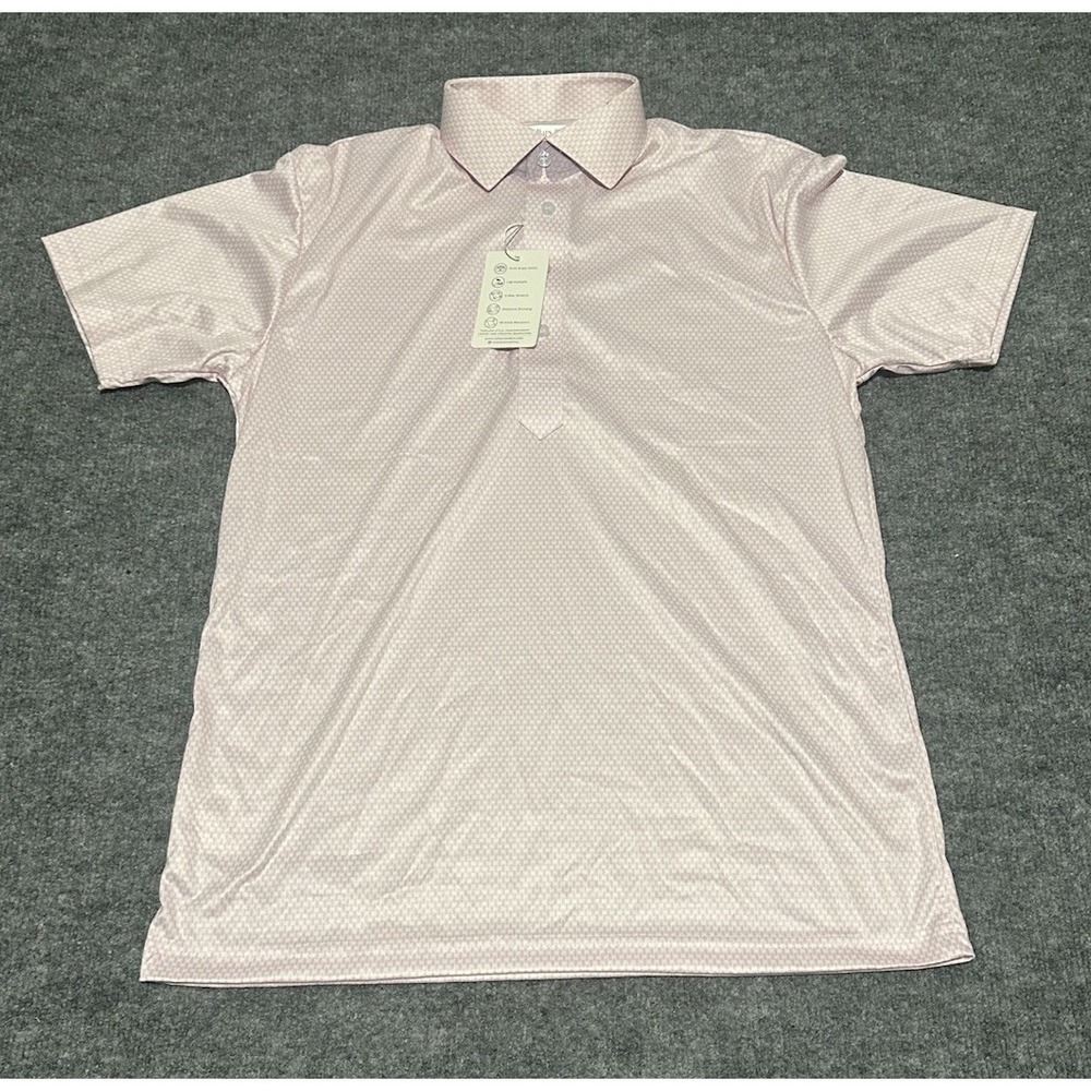 Collars & Co Men's Small Pink Geometric Dress Collar Polo Shirt NWT